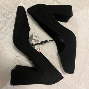 NWT Black Suede Slip Shoes
